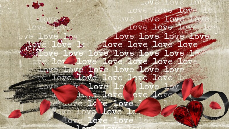Red Rose Petals and Hearts