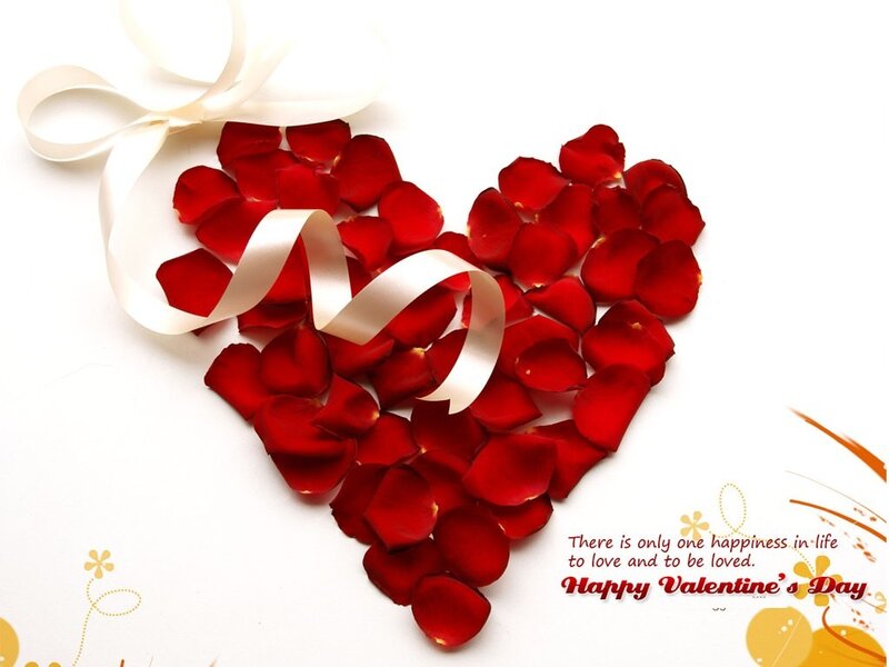 Red Rose Petals Heart — Romantic, Photograph, Ribbon