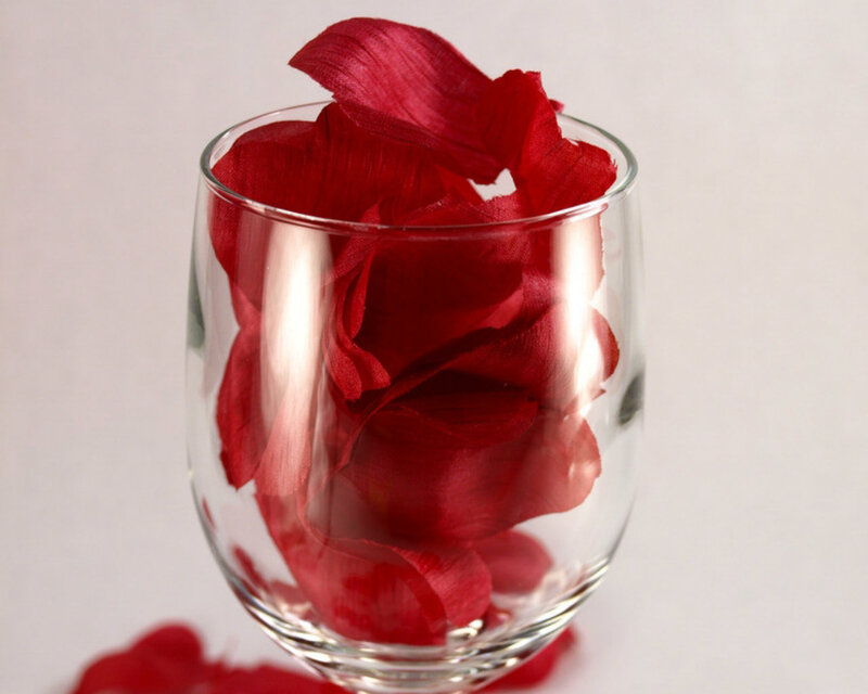 Red Rose Petals in Glass