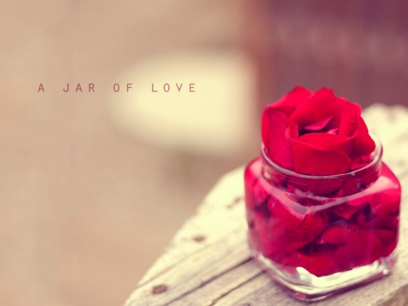 Red Rose Petals in Jar