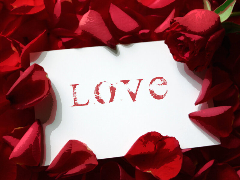 Red Rose Petals — Romantic, Photograph, Rose Petals, Card