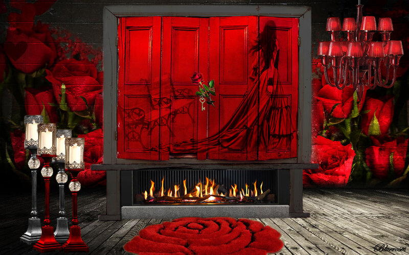 Red Rose Rug in Room