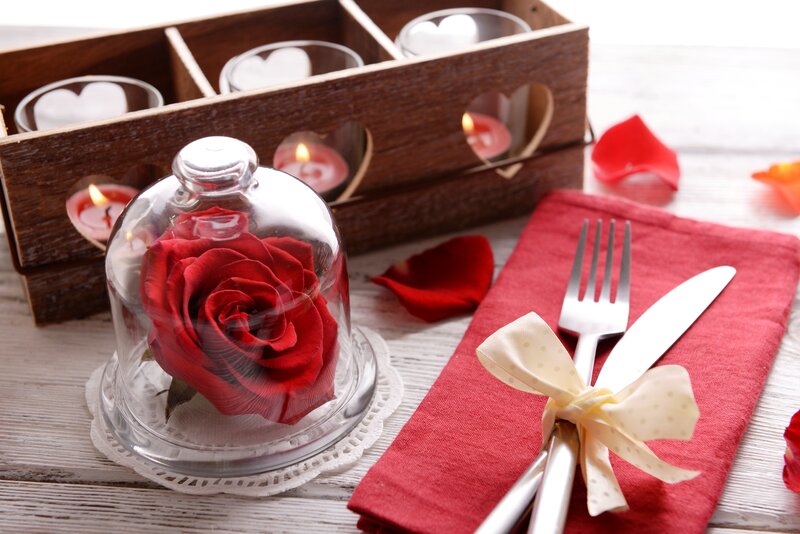 Red Rose under Glass Dome