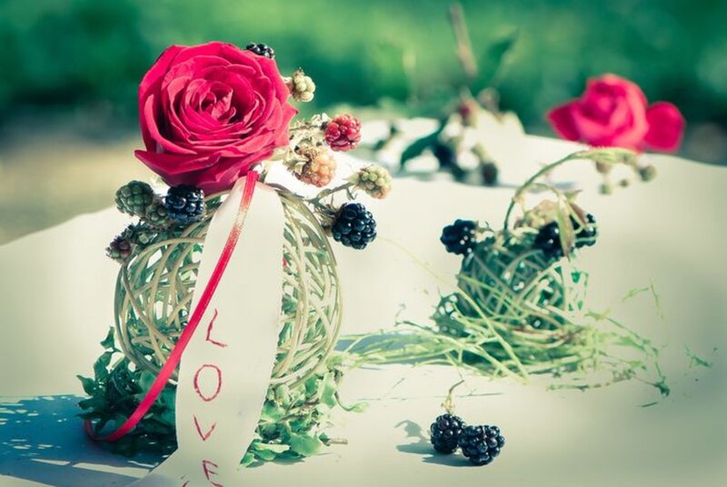 Red Rose with Blackberries