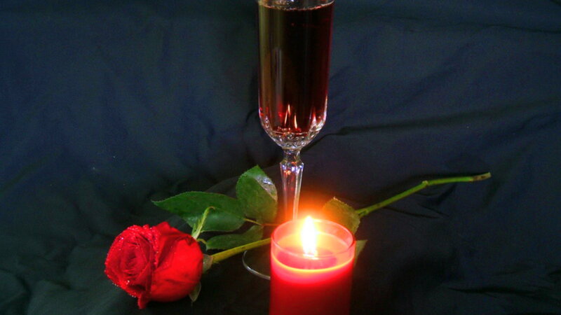 Red Rose with Candle — Black