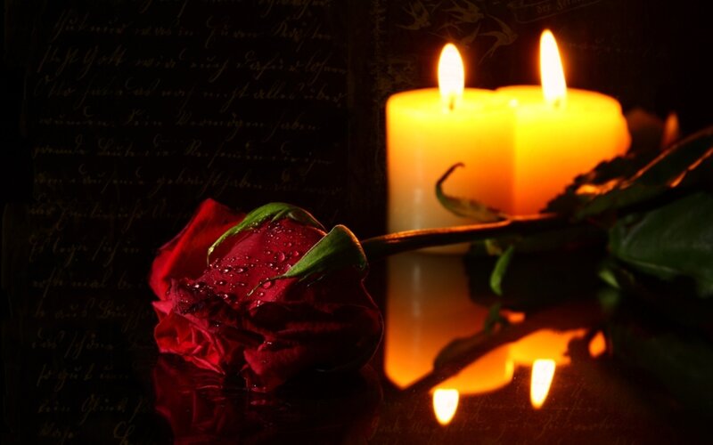 Red Rose with Candles — Dramatic