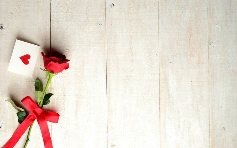 Red Rose with Card — Romantic, Photograph, Heart