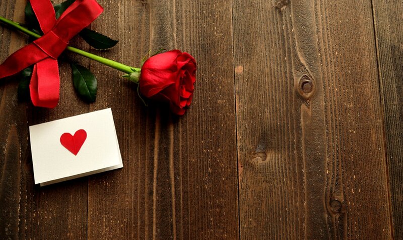 Red Rose with Card — Romantic, Photograph