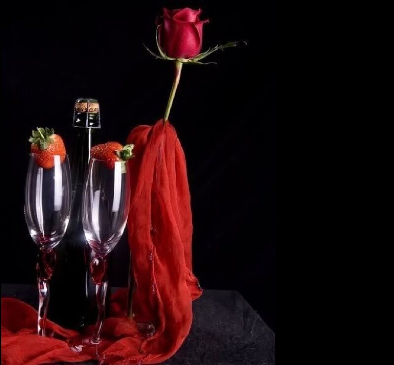 Red Rose with Champagne
