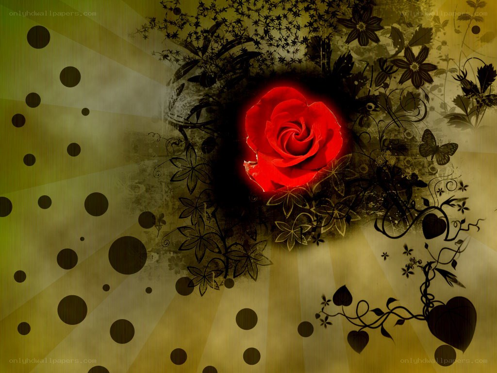 red rose with floral design