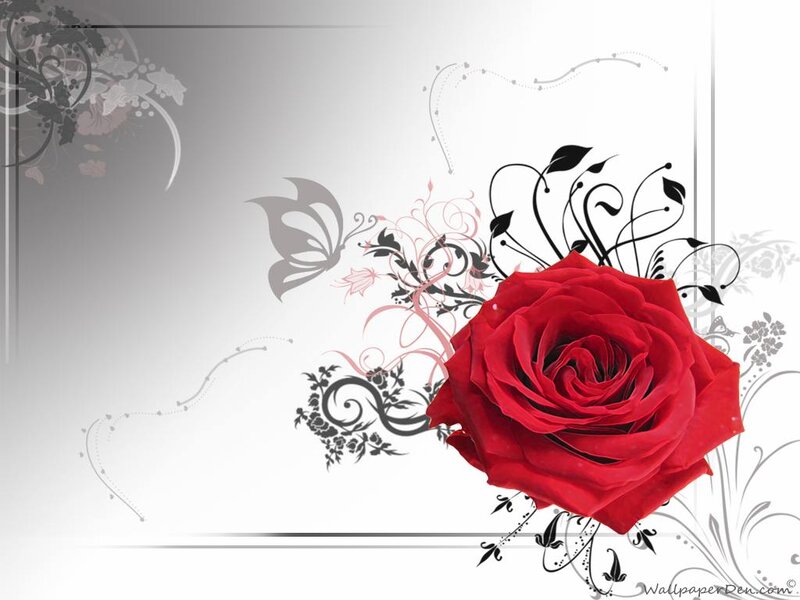 Red Rose with Floral Design — Elegant, Digital Art