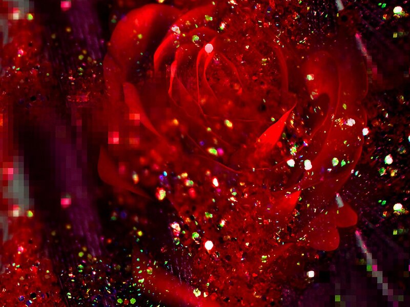 Red Rose with Glitter — Dramatic