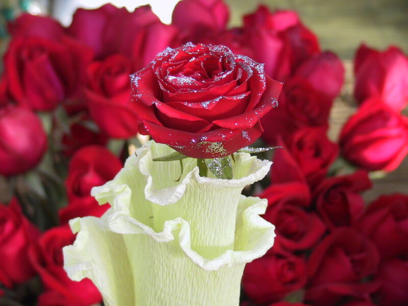 Red Rose with Glitter — Romantic