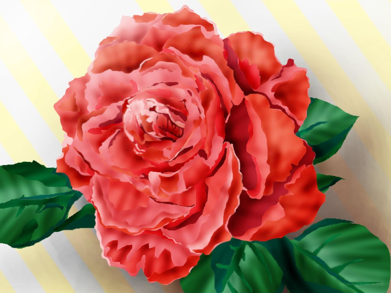 red rose with green leaves