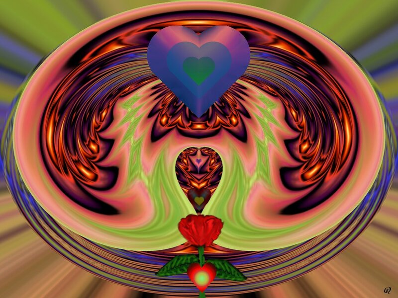 Red Rose with Heart — Green