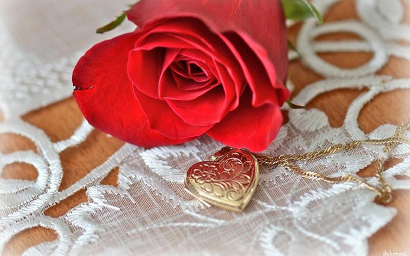 Red Rose with Heart Locket — Romantic