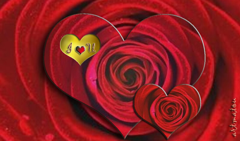 Red Rose with Heart Shapes — Romantic