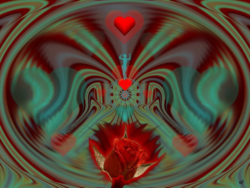 Red Rose with Hearts — Dreamy