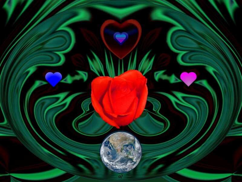 Red Rose with Hearts — Green