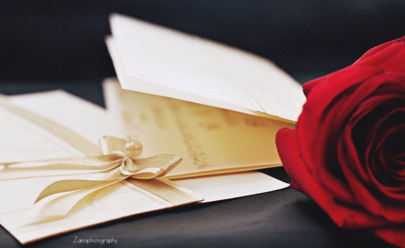 Red Rose with Invitation