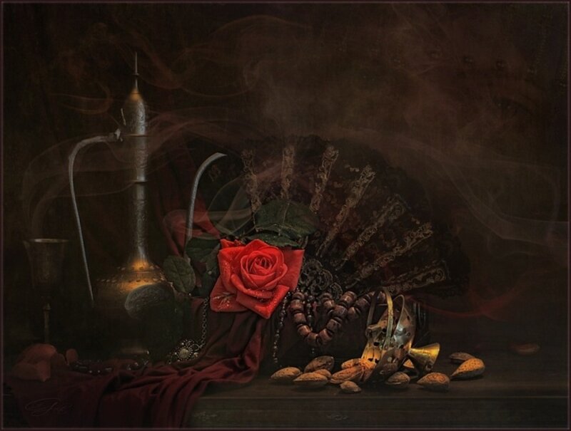 Red Rose with Objects
