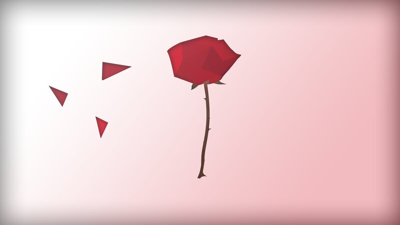 Red Rose with Petals — Calm, Digital Art