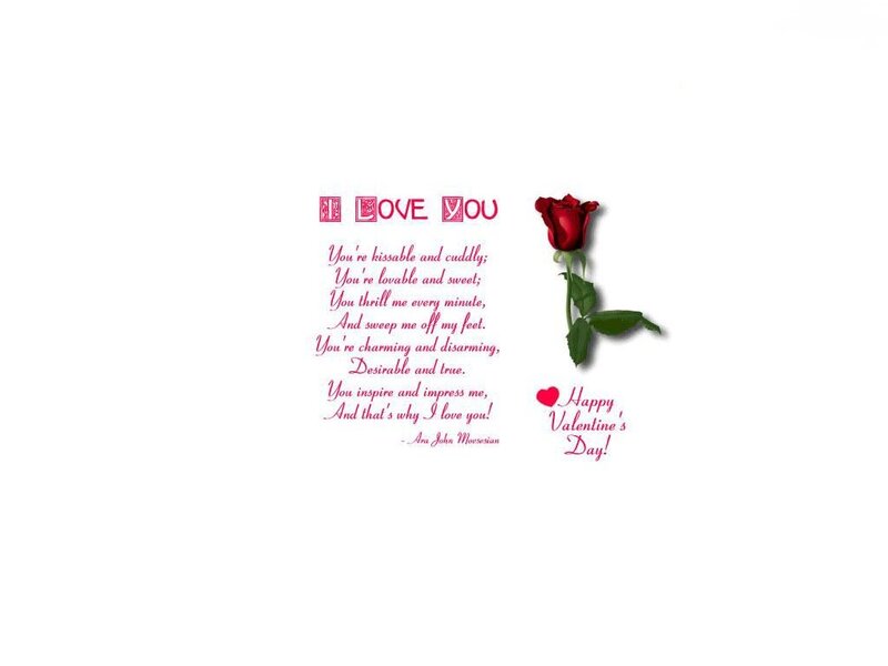 Red Rose with Poem — White