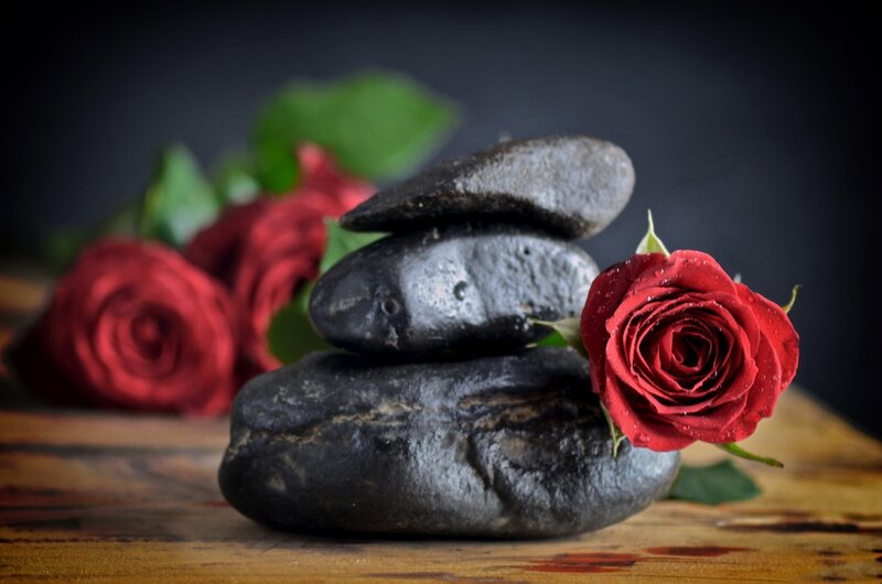 Red Rose with Stones