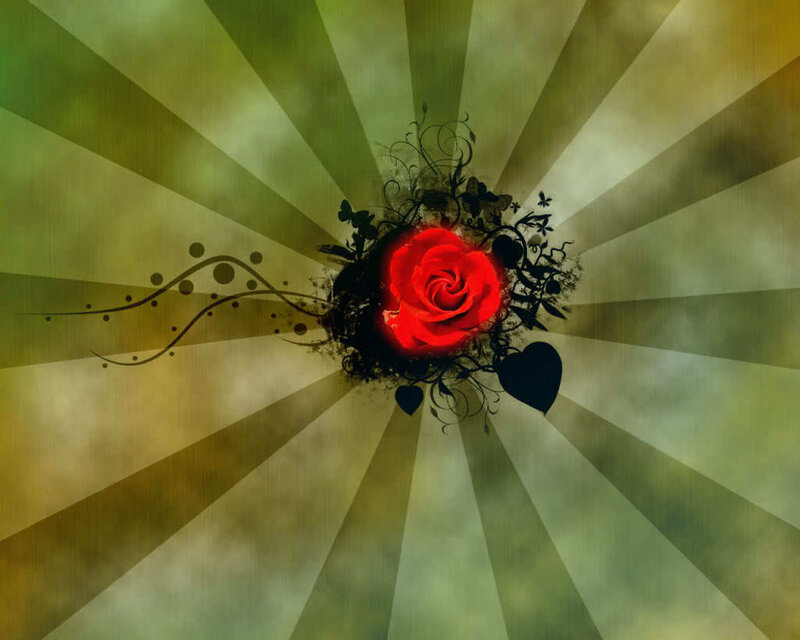 Red Rose with Swirls — Dramatic