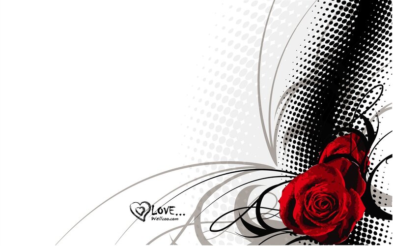 Red Rose with Swirls — Romantic