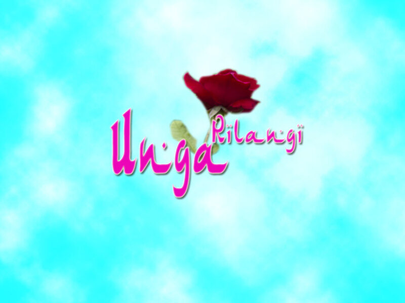 Red Rose with Text — Cyan