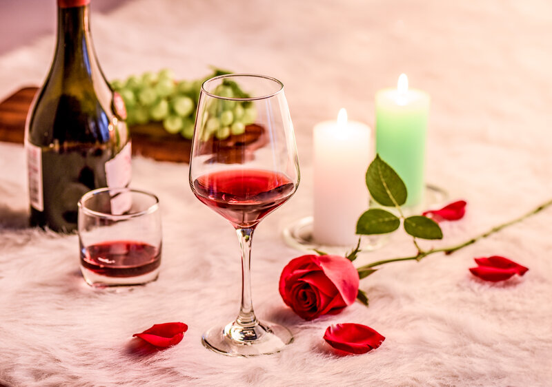 Red Rose with Wine