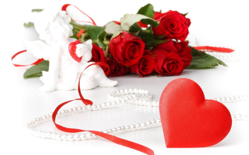 Red Roses and Angel Figurine — Romantic