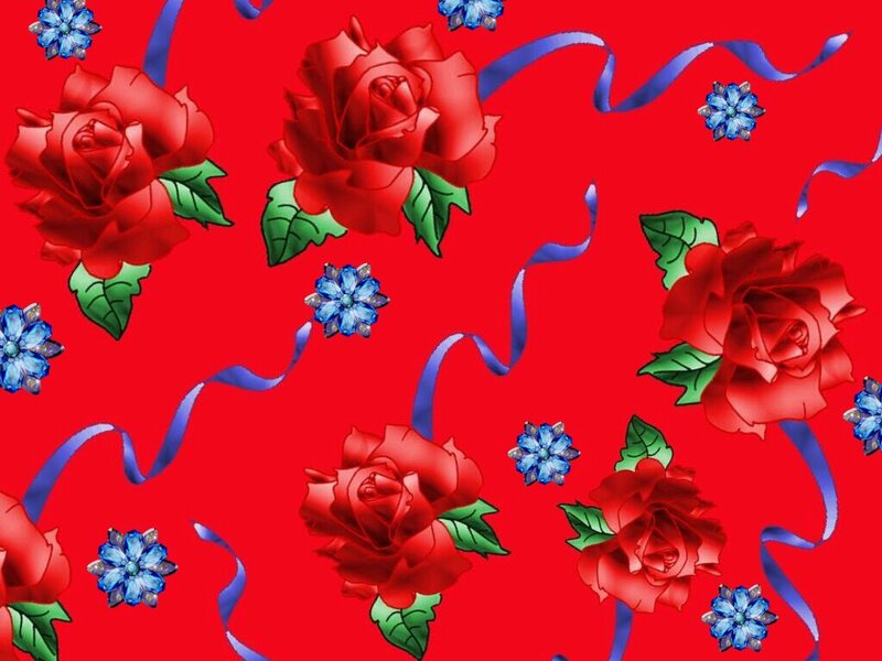 Red Roses and Blue Flowers