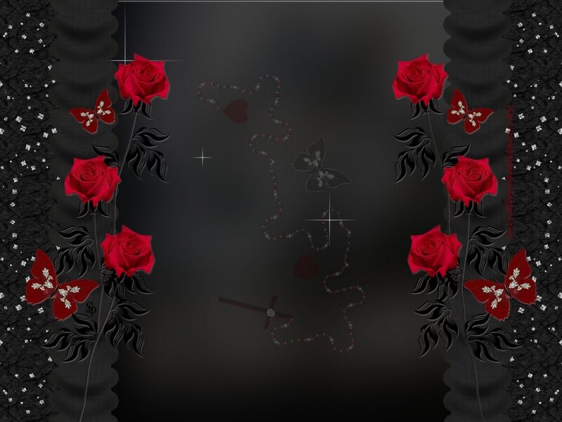 Red Roses and Butterflies — Black