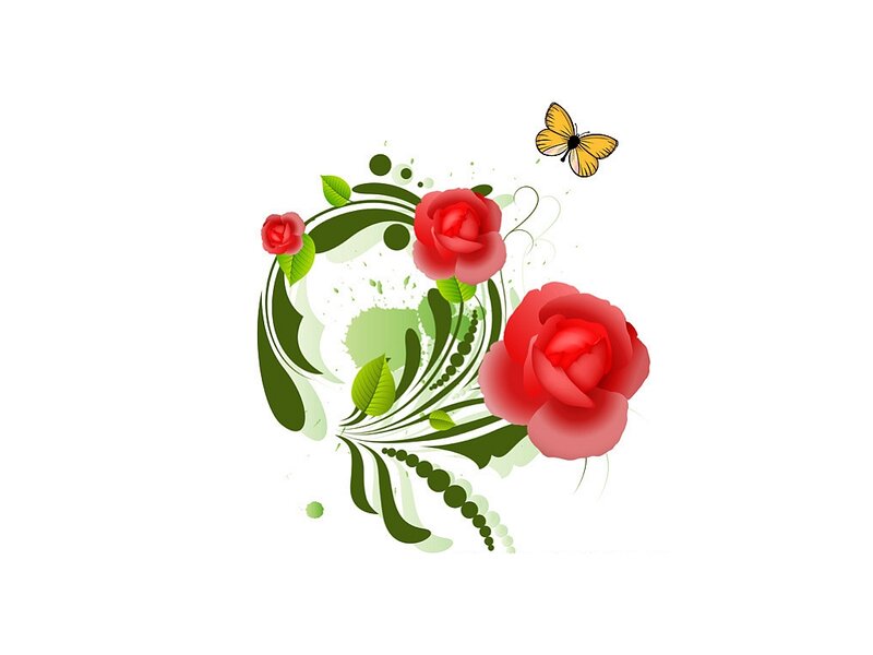 Red Roses and Butterfly — Calm