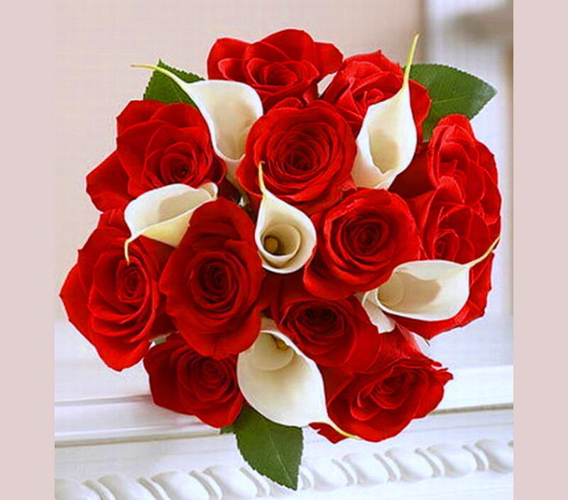 Red Roses and Calla Lilies