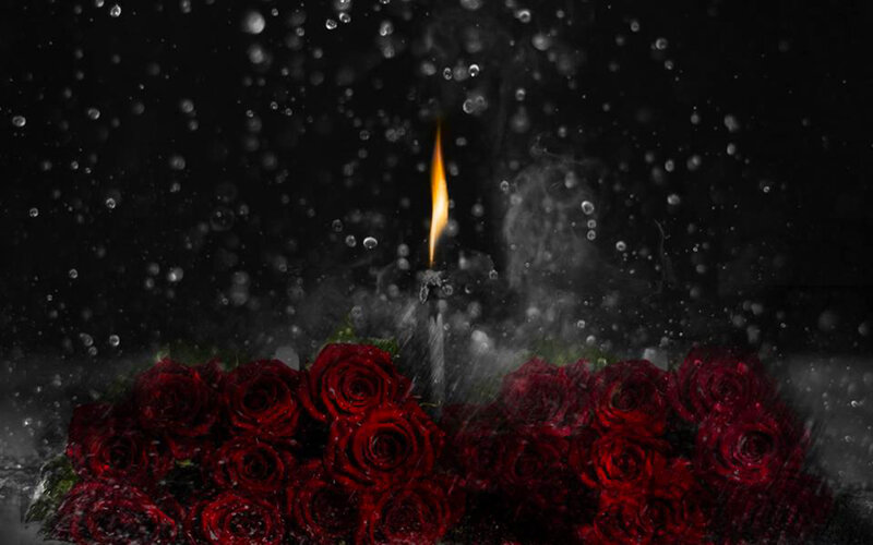 Red Roses and Candle — Black