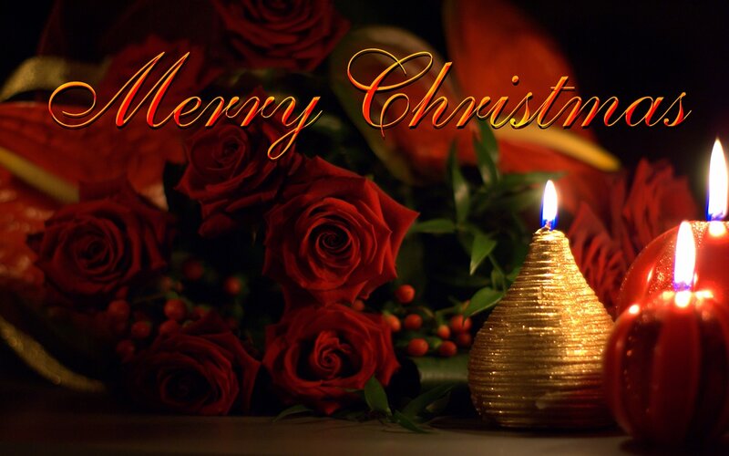 Red Roses and Candles — Festive, Night, Photograph