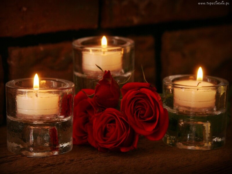 Red Roses and Candles — Romantic, Night