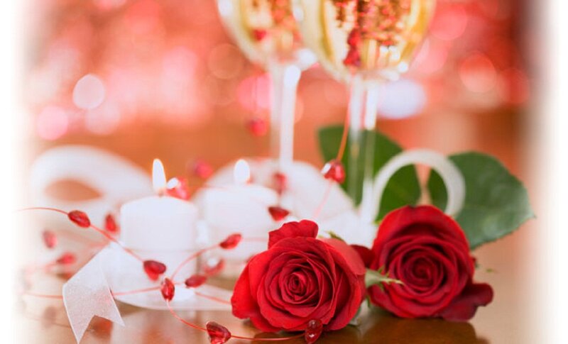Red Roses and Candles — Romantic, Photograph