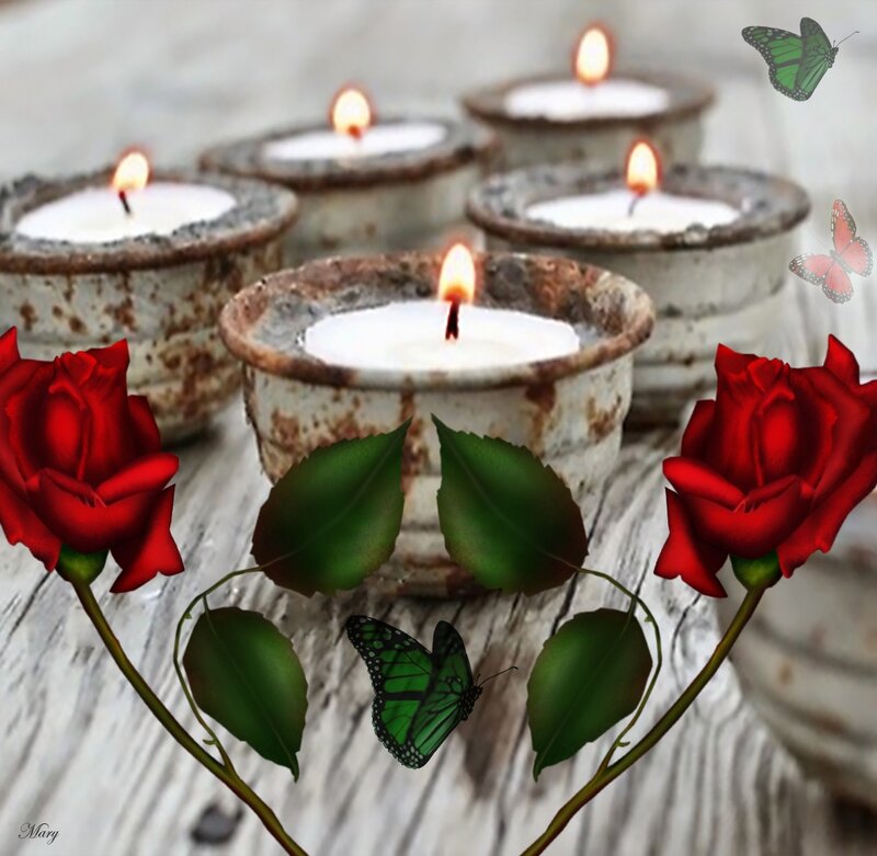 Red Roses and Candles — Serene, Photograph
