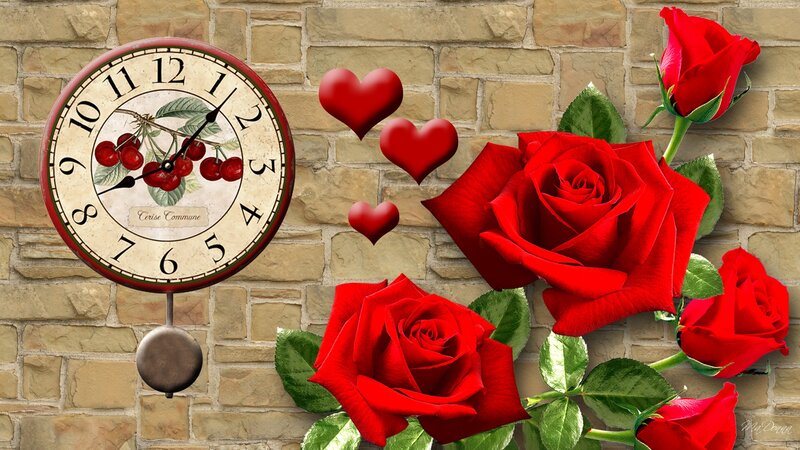 Red Roses and Clock — Romantic