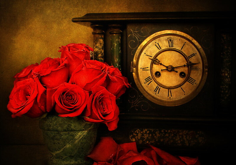 Red Roses and Clock