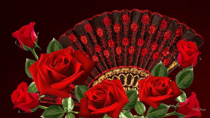 Red Roses and Fan