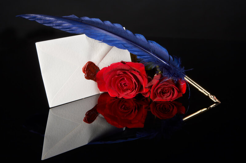 Red Roses and Feather Quill