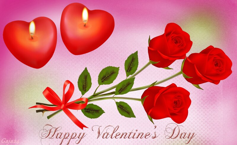 Red Roses and Heart Candles — Romantic