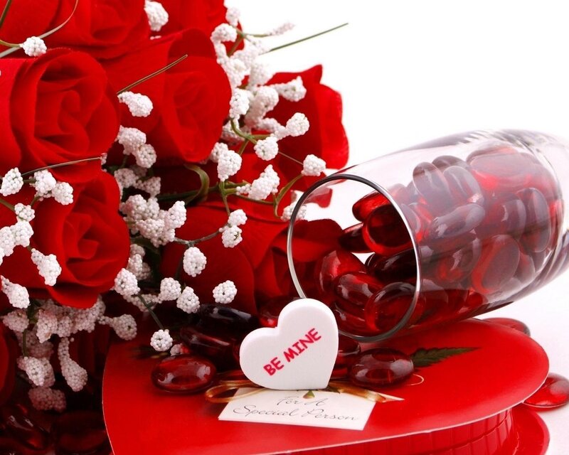 Red Roses and Heart Candy