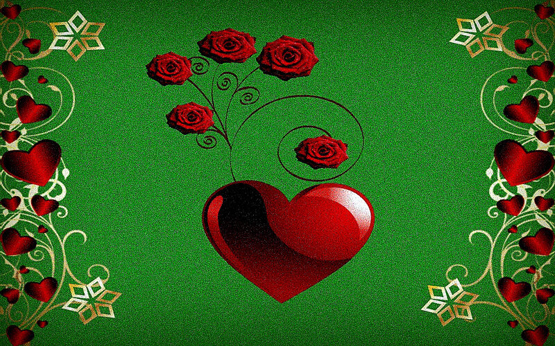 Red Roses and Heart — Green