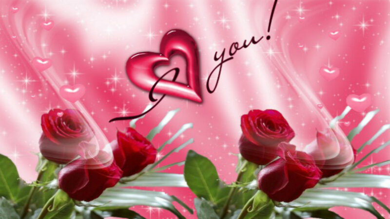 Red Roses and Heart — Pink
